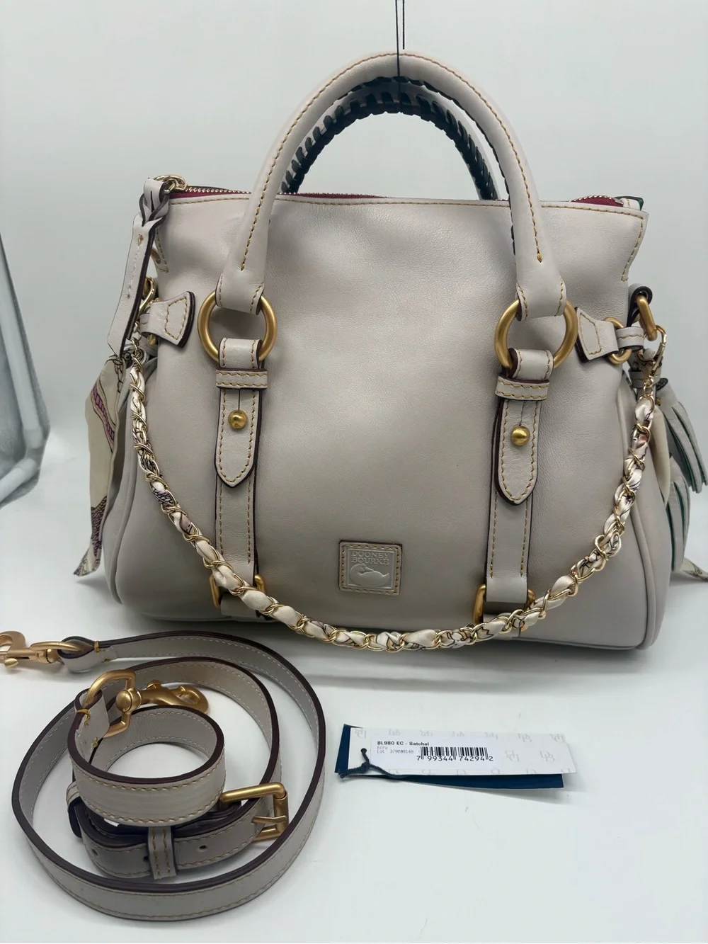 Dooney & Bourke Florentine Ecru Leather Satchel New